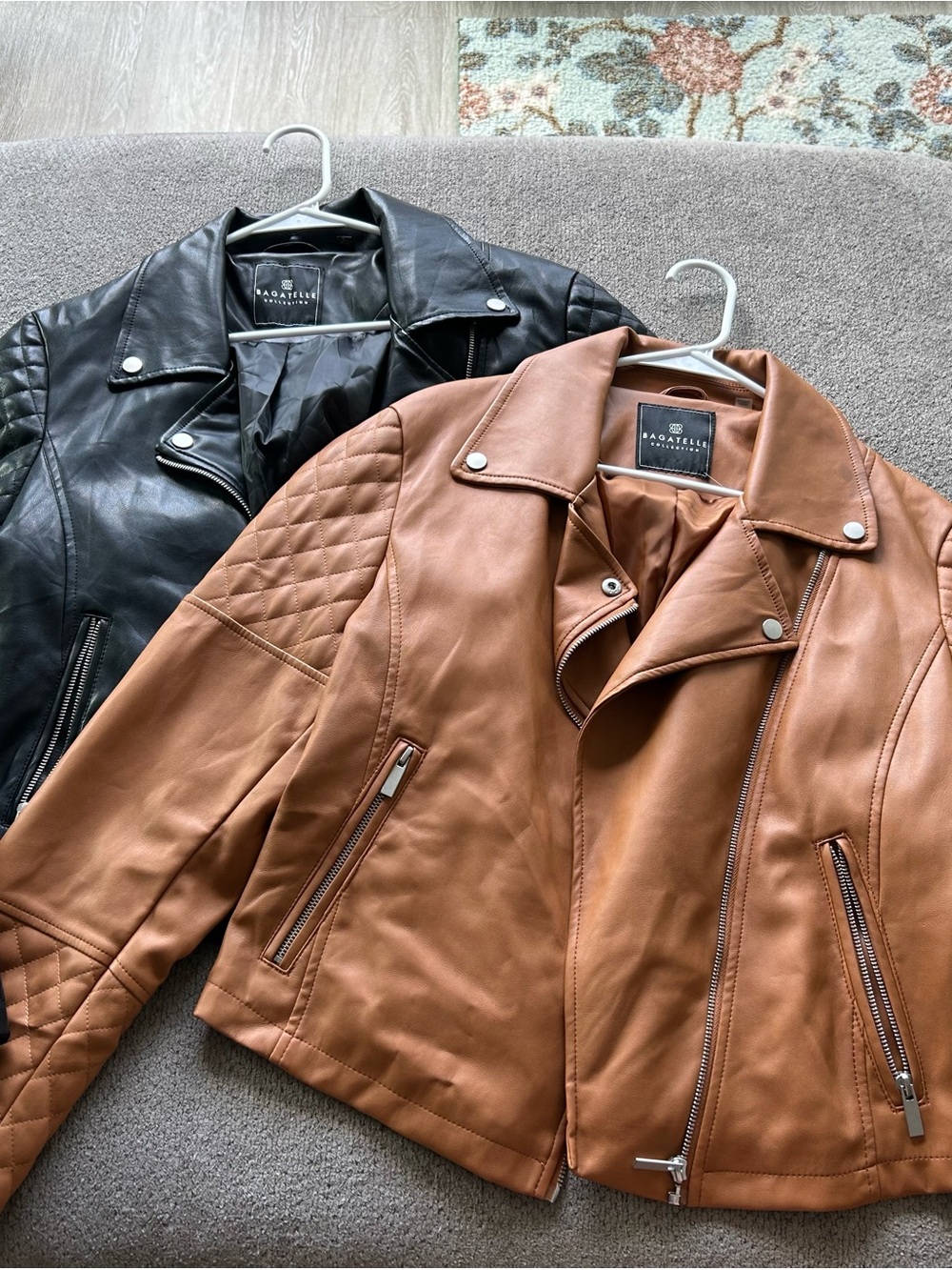 Bagatelle Women’s Quilted Leather Moto Jackets - Black & Tan